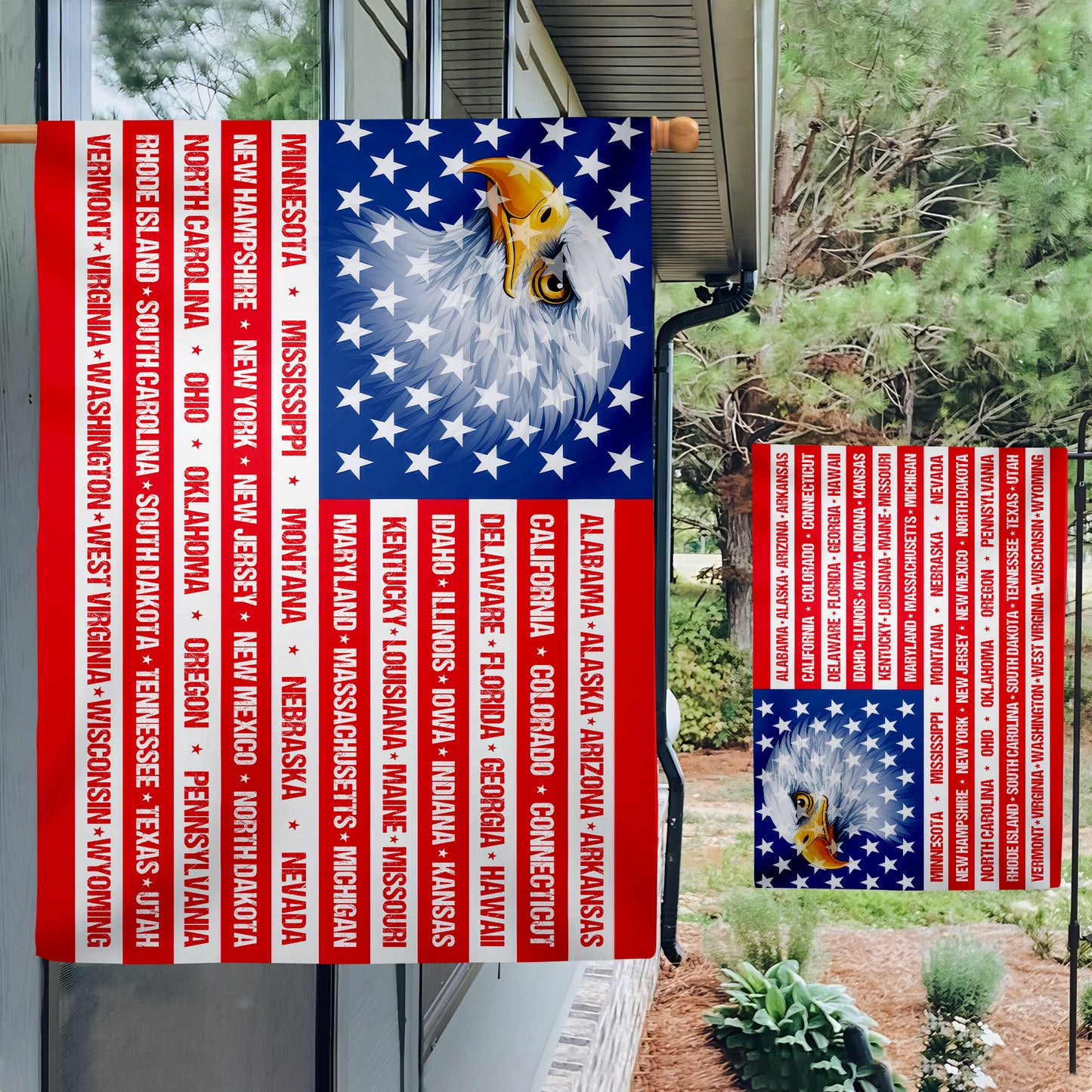 Patriotic 250th Anniversary 50 States Eagle America Flag