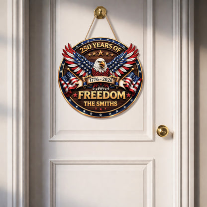 Custom Wood Sign - Personalized America 250th Anniversary Gifts For Mom, Dad, Brother, Sister, Kids - Proud Of Our Shared Story