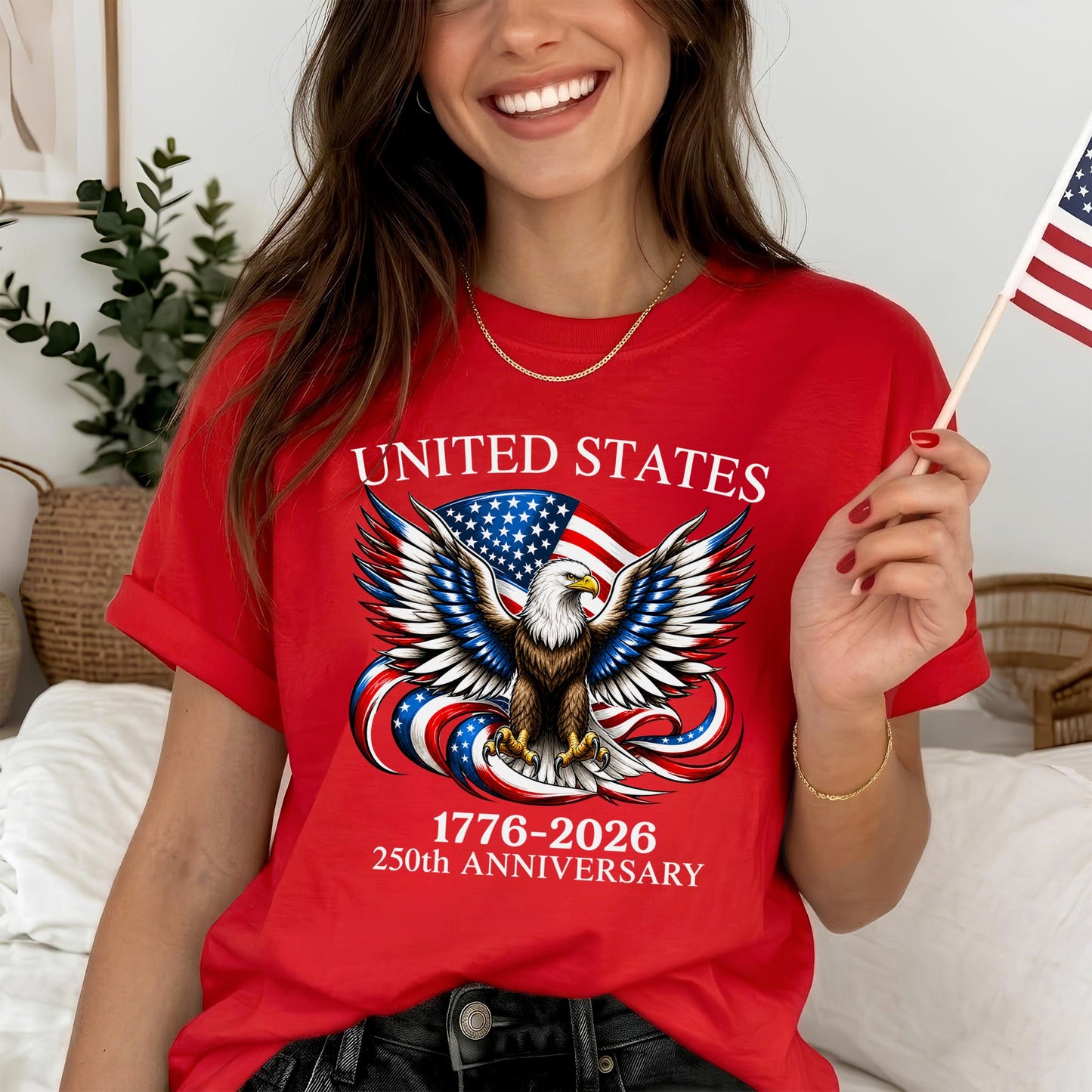 Washed T-Shirt | America 250th Anniversary Bald Eagle Patriotic Vintage 1776–2026 USA Independence Tee