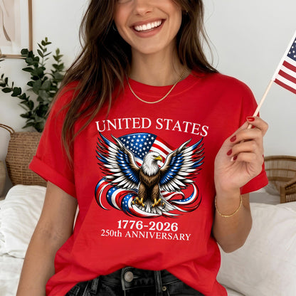 Washed T-Shirt | America 250th Anniversary Bald Eagle Patriotic Vintage 1776–2026 USA Independence Tee