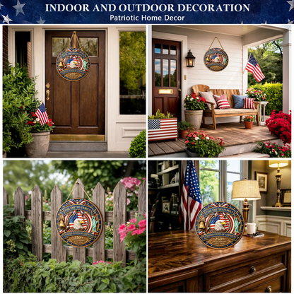 Custom USA 250th Anniversary Wooden Sign, Patriotic Door Hanging Decor