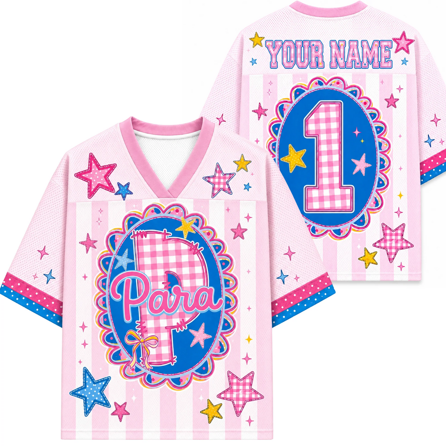 Custom Preppy Team Pink Stripes, Nurse, Teacher, Para Mesh Jersey
