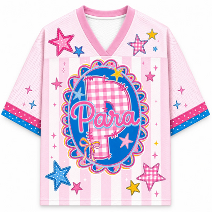 Custom Preppy Team Pink Stripes, Nurse, Teacher, Para Mesh Jersey