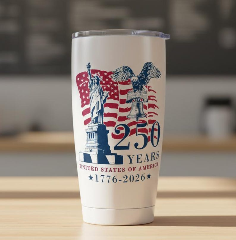 250 Years USA 20oz Stainless Tumbler for Proud Americans We The People Flag Design 1776 2026