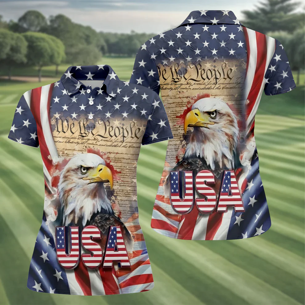 We The People Bald Eagle USA 250th Anniversary Polo Shirts 4th Of July Patriotic