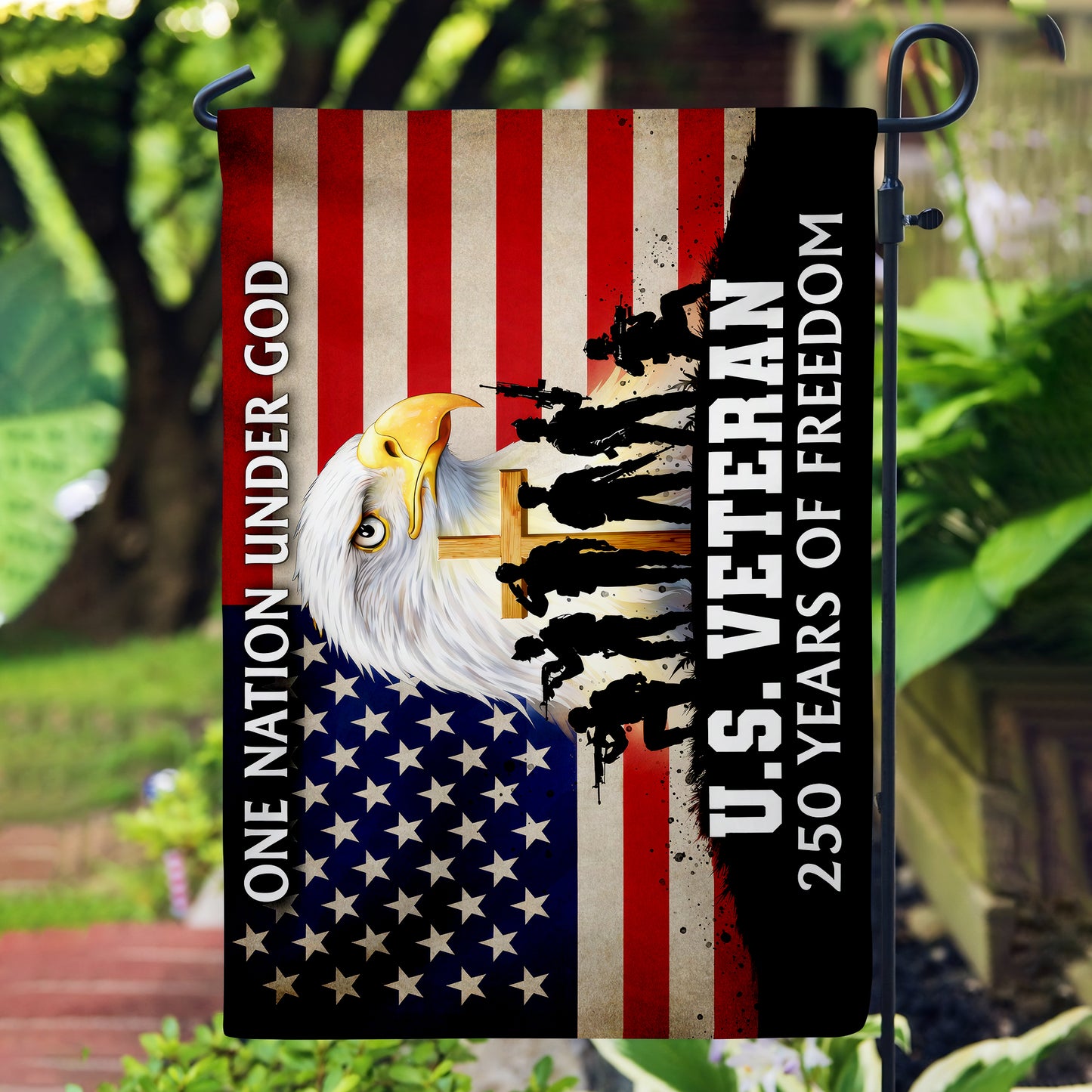 US Veteran One Nation Under God Patriotic 250th Anniversary Flag