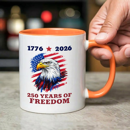 United States 1776–2026 250th Anniversary Bald Eagle Flag Patriotic Accent Coffee Mug