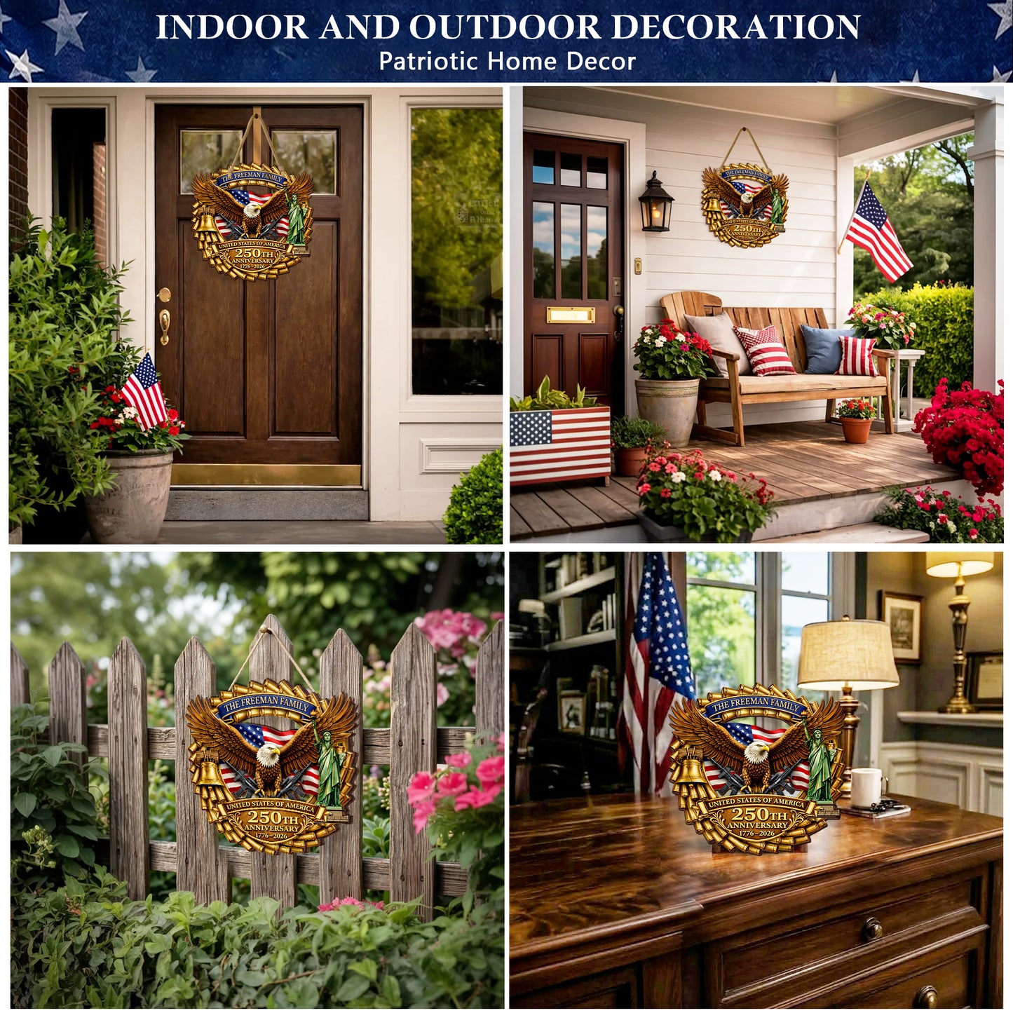 Custom Military Eagle Honor the Brave 250th Anniversary Wood Sign