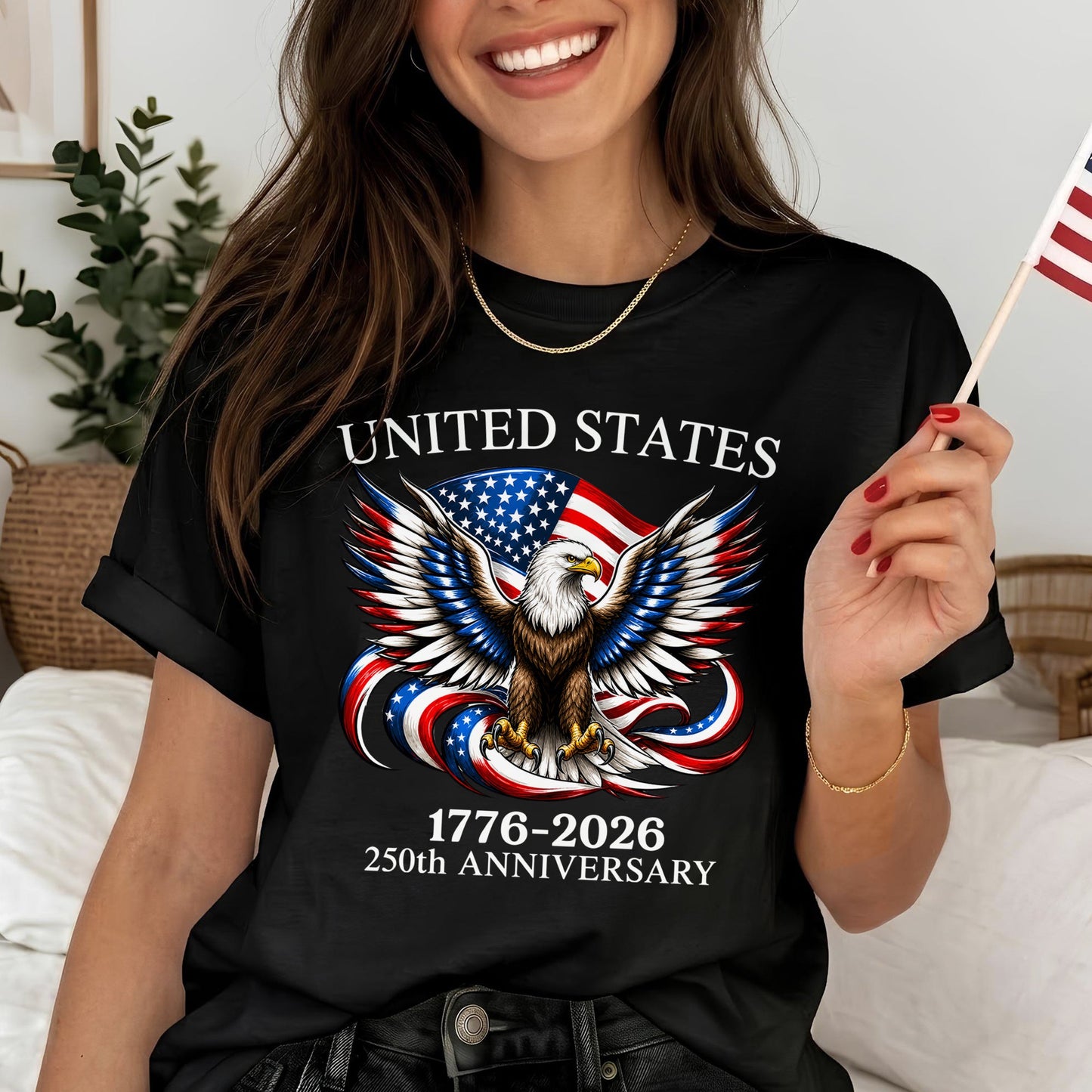 Washed T-Shirt | America 250th Anniversary Bald Eagle Patriotic Vintage 1776–2026 USA Independence Tee