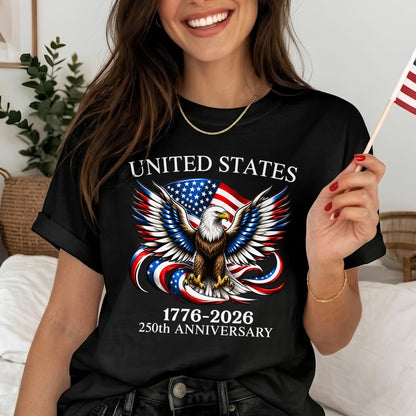 Washed T-Shirt | America 250th Anniversary Bald Eagle Patriotic Vintage 1776–2026 USA Independence Tee