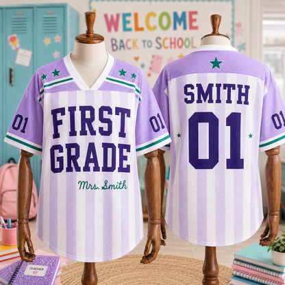 Custom Teacher Mesh Football Jersey, Personalized Name & Number Shirt
