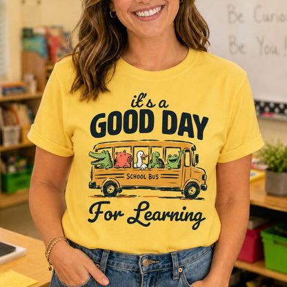 Good Day For Learning Shirt, Funny School Bus Animal Graphic Tee