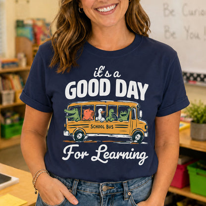 Good Day For Learning Shirt, Funny School Bus Animal Graphic Tee