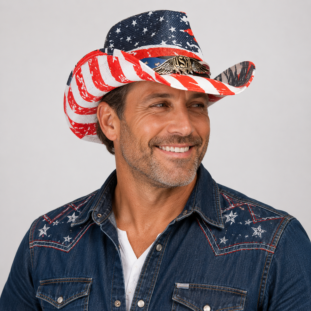 America 250 Patriotic Fedora Hat, American Flag Western Cowboy