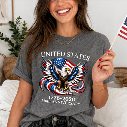 Washed T-Shirt | America 250th Anniversary Bald Eagle Patriotic Vintage 1776–2026 USA Independence Tee