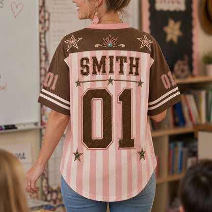 Custom Grade Level Teacher Mesh Jersey, Southern Cowgirl Teacher