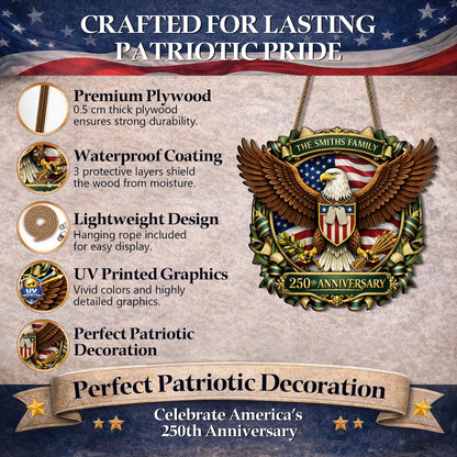 Custom Camouflage Army Eagle 250th Anniversary Wood Sign