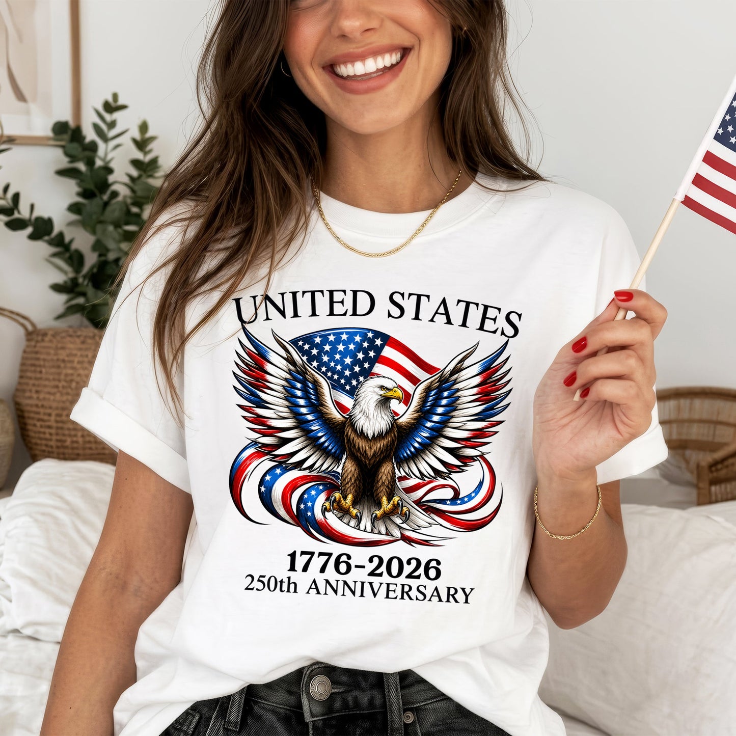 Washed T-Shirt | America 250th Anniversary Bald Eagle Patriotic Vintage 1776–2026 USA Independence Tee