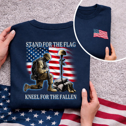 [Two Side] Stand for the Flag, Kneel for the Fallen - US Veteran Tee
