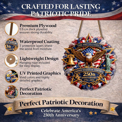Personalized America 250th Anniversary Wood Wreath