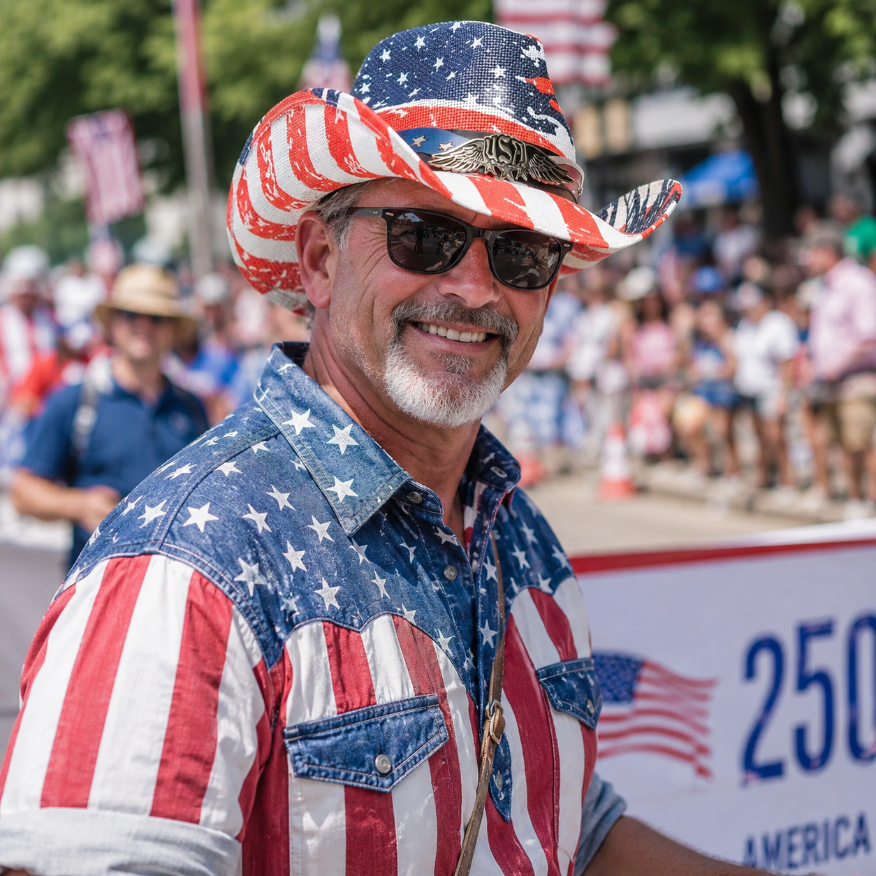 America 250 Patriotic Fedora Hat, American Flag Western Cowboy