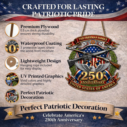 Custom 250th Anniversary USA Wreath Freedom Legacy Wood Sign