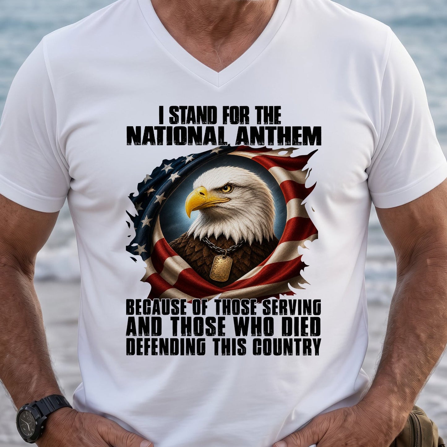 I Stand For The National Anthem Patriotic American Eagle Veteran Unisex Shirt
