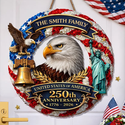 Custom Wood Sign - Personalized America 250th Anniversary Gifts For Mom, Dad, Brother, Sister, Kids