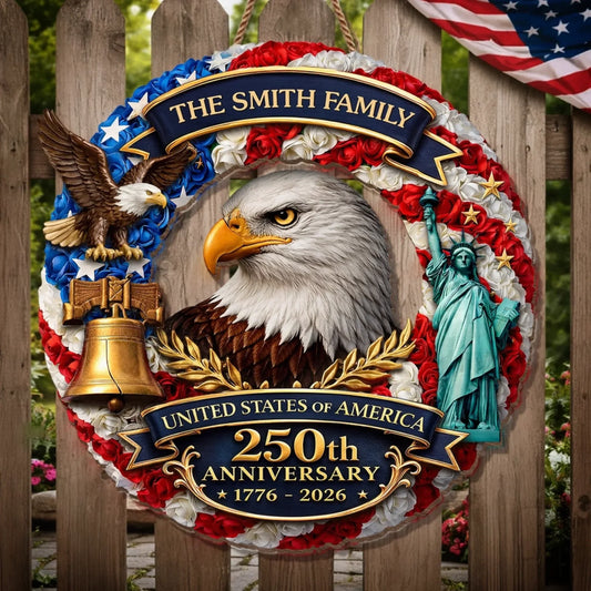 Custom Wood Sign - Personalized America 250th Anniversary Gifts For Mom, Dad, Brother, Sister, Kids