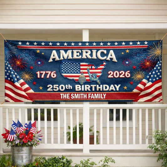 Custom Outdoor Banner – Personalized America 250th Gifts for Family