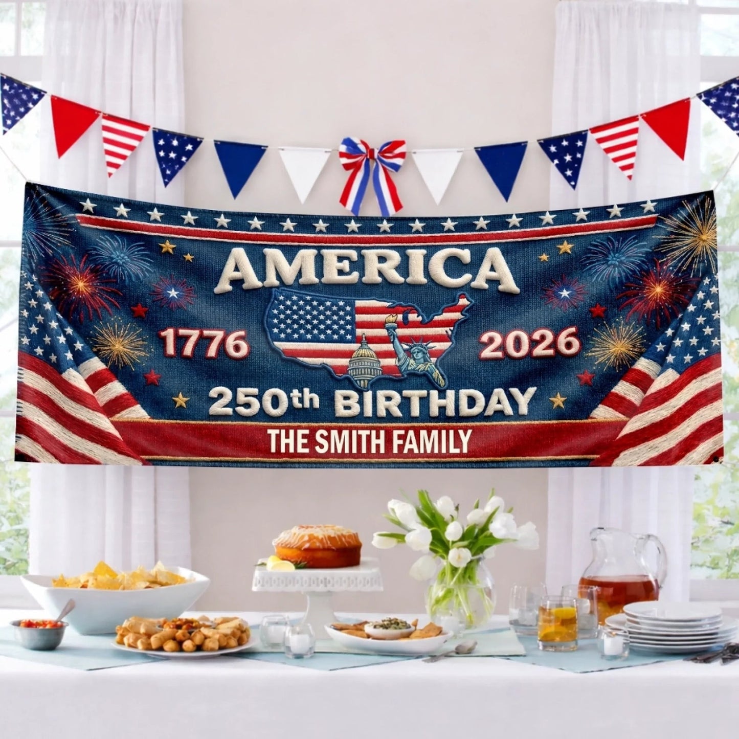 Custom Outdoor Banner – Personalized America 250th Gifts for Family