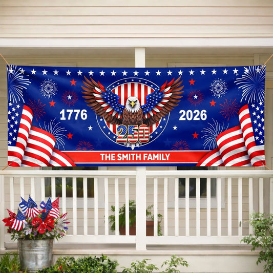 Custom Outdoor Banner – Personalized America 250th Gifts for Family