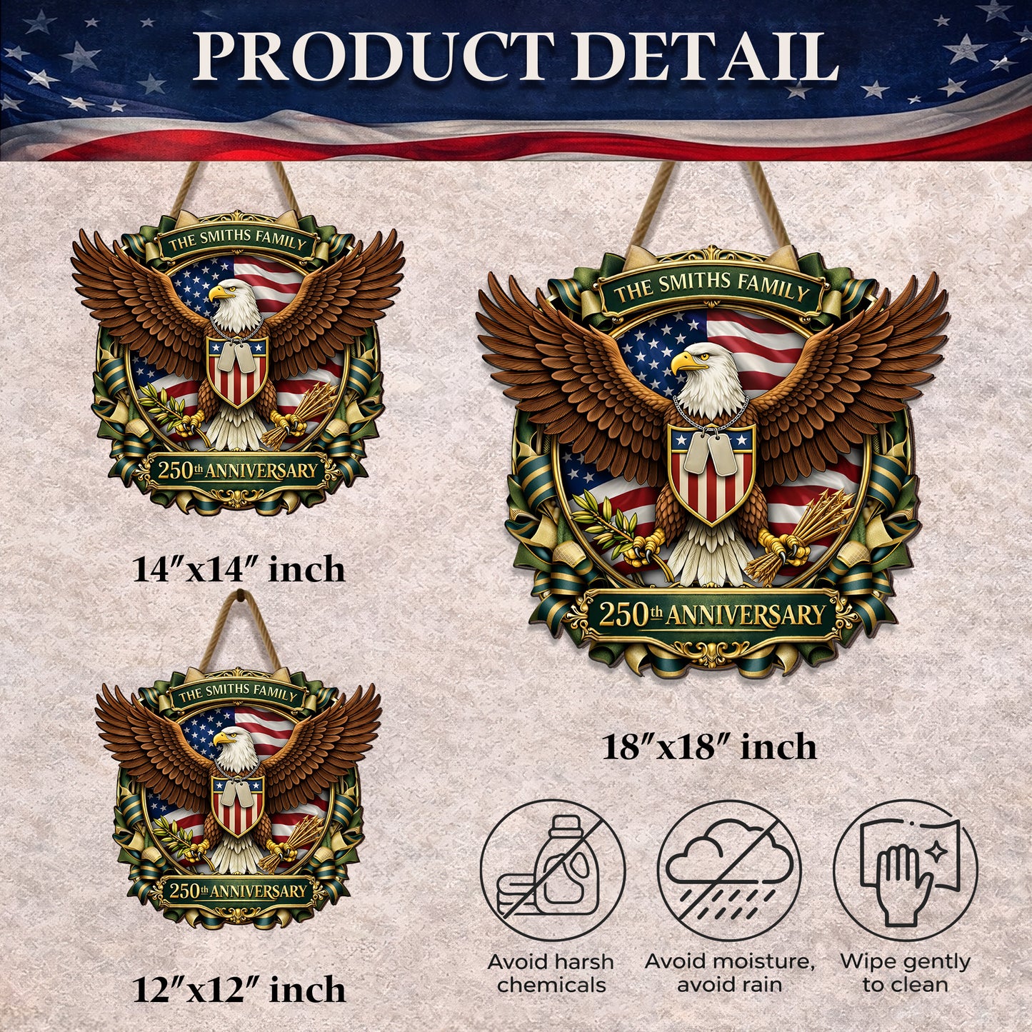 Custom Camouflage Army Eagle 250th Anniversary Wood Sign