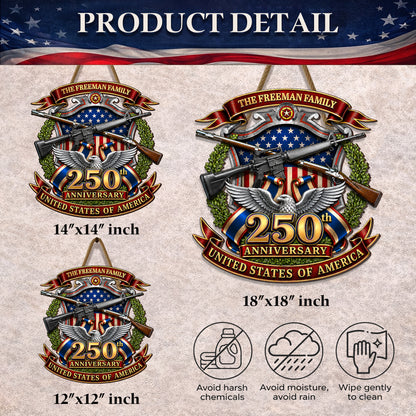 Custom 250th Anniversary USA Wreath Freedom Legacy Wood Sign