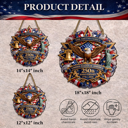 Personalized America 250th Anniversary Wood Wreath