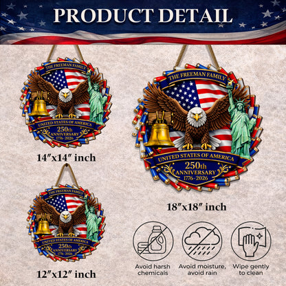 Custom Red White Blue Casing Eagle 250th Anniversary Wood Sign