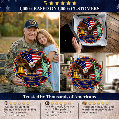 Custom Red White Blue Casing Eagle 250th Anniversary Wood Sign
