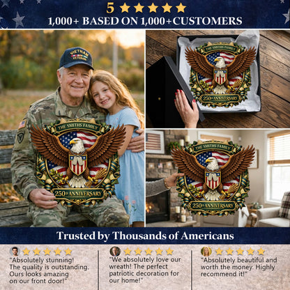 Custom Camouflage Army Eagle 250th Anniversary Wood Sign