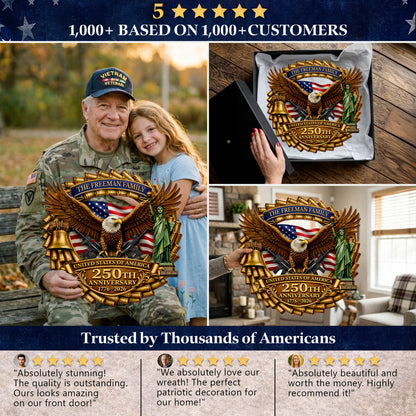 Custom Military Eagle Honor the Brave 250th Anniversary Wood Sign