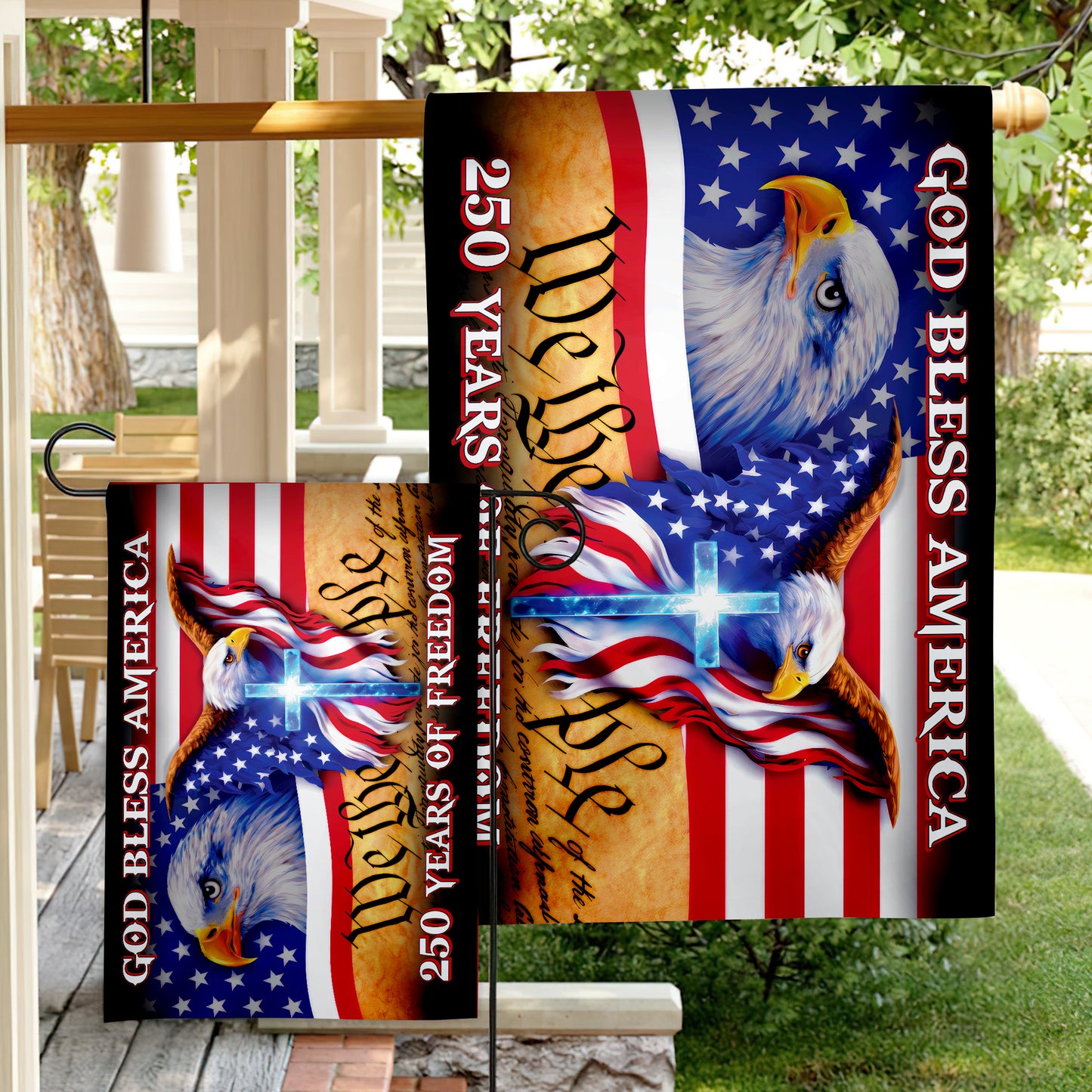 250 Years of Freedom Flag, We the People, God Bless America