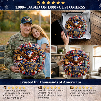 Personalized America 250th Anniversary Wood Wreath