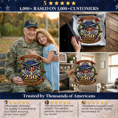 Custom 250th Anniversary USA Wreath Freedom Legacy Wood Sign