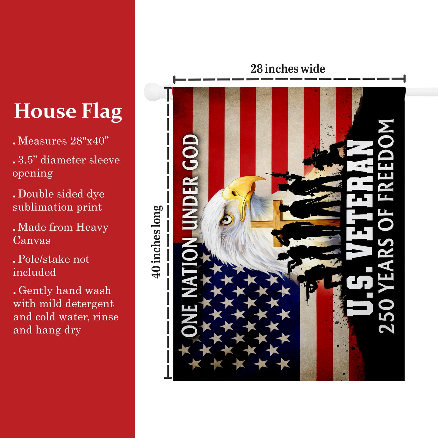 US Veteran One Nation Under God Patriotic 250th Anniversary Flag