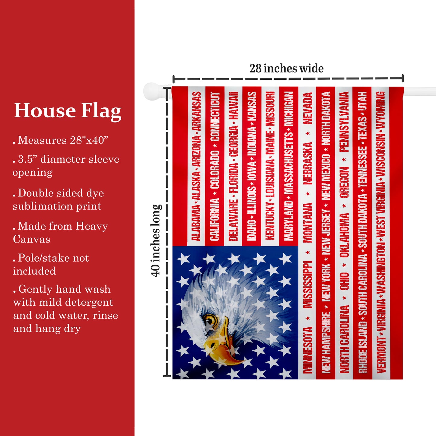 Patriotic 250th Anniversary 50 States Eagle America Flag