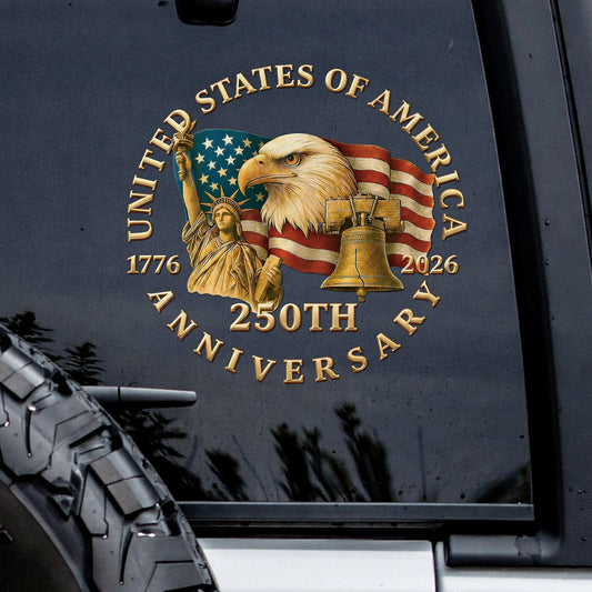 USA Flag Eagle Liberty Bell 250th Anniversary Decal 1776-2026 Patriotic Sticker