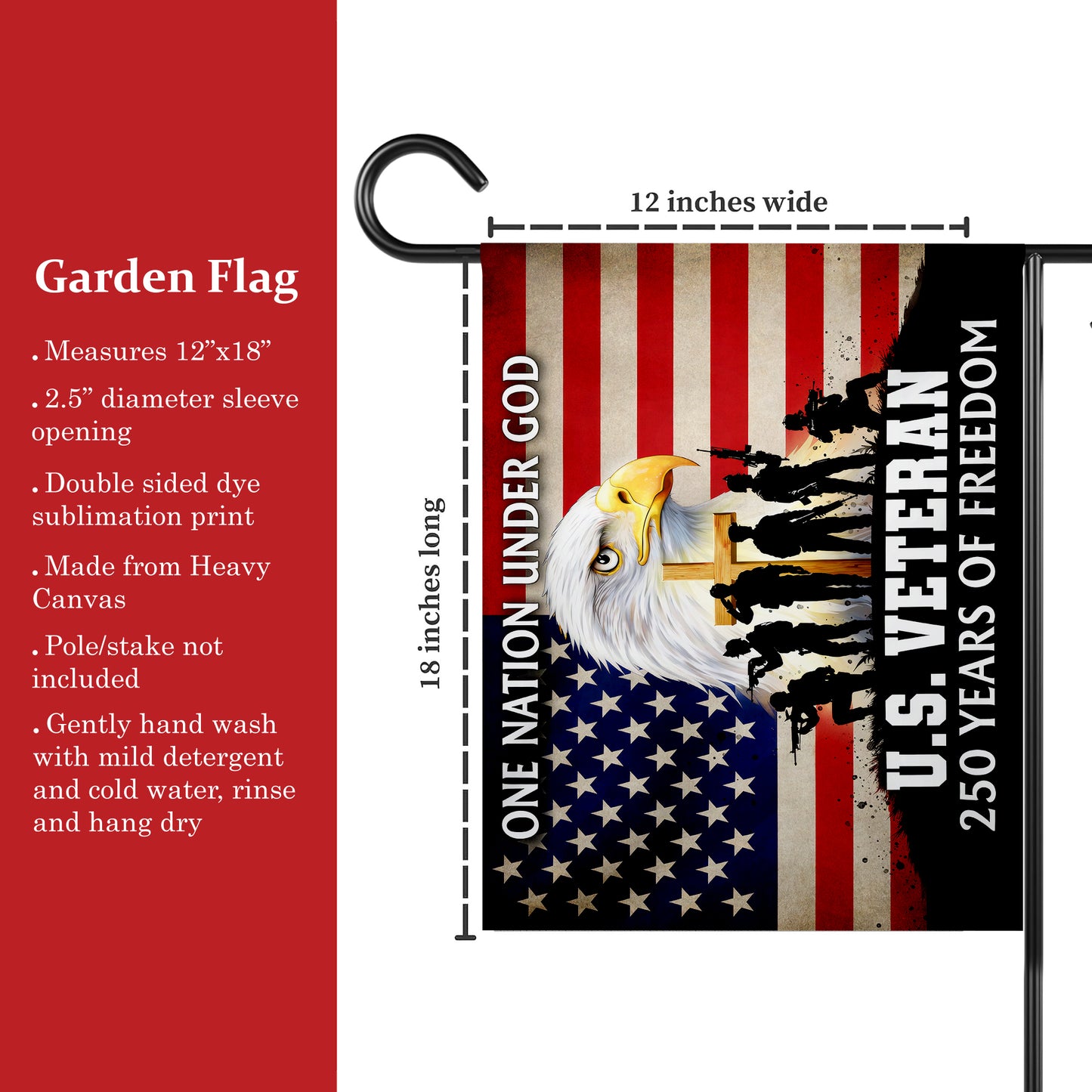US Veteran One Nation Under God Patriotic 250th Anniversary Flag