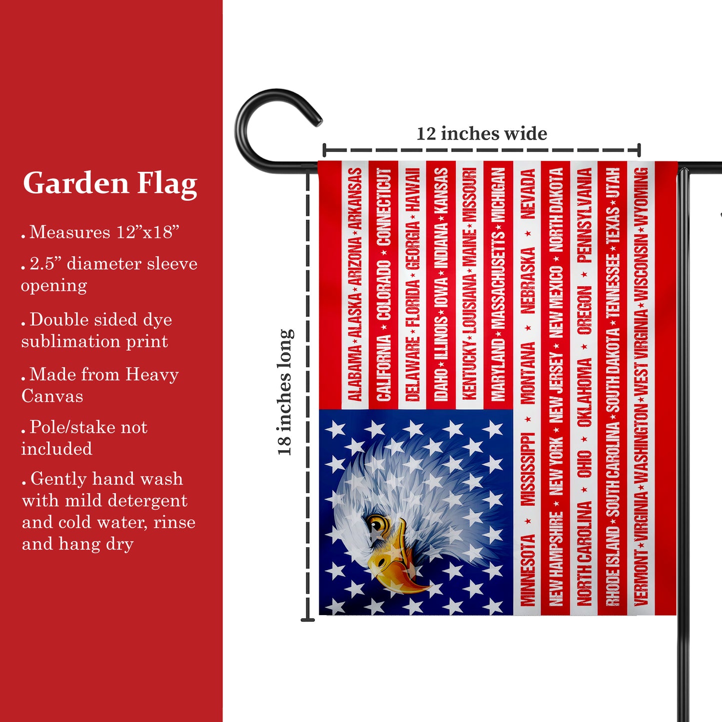 Patriotic 250th Anniversary 50 States Eagle America Flag