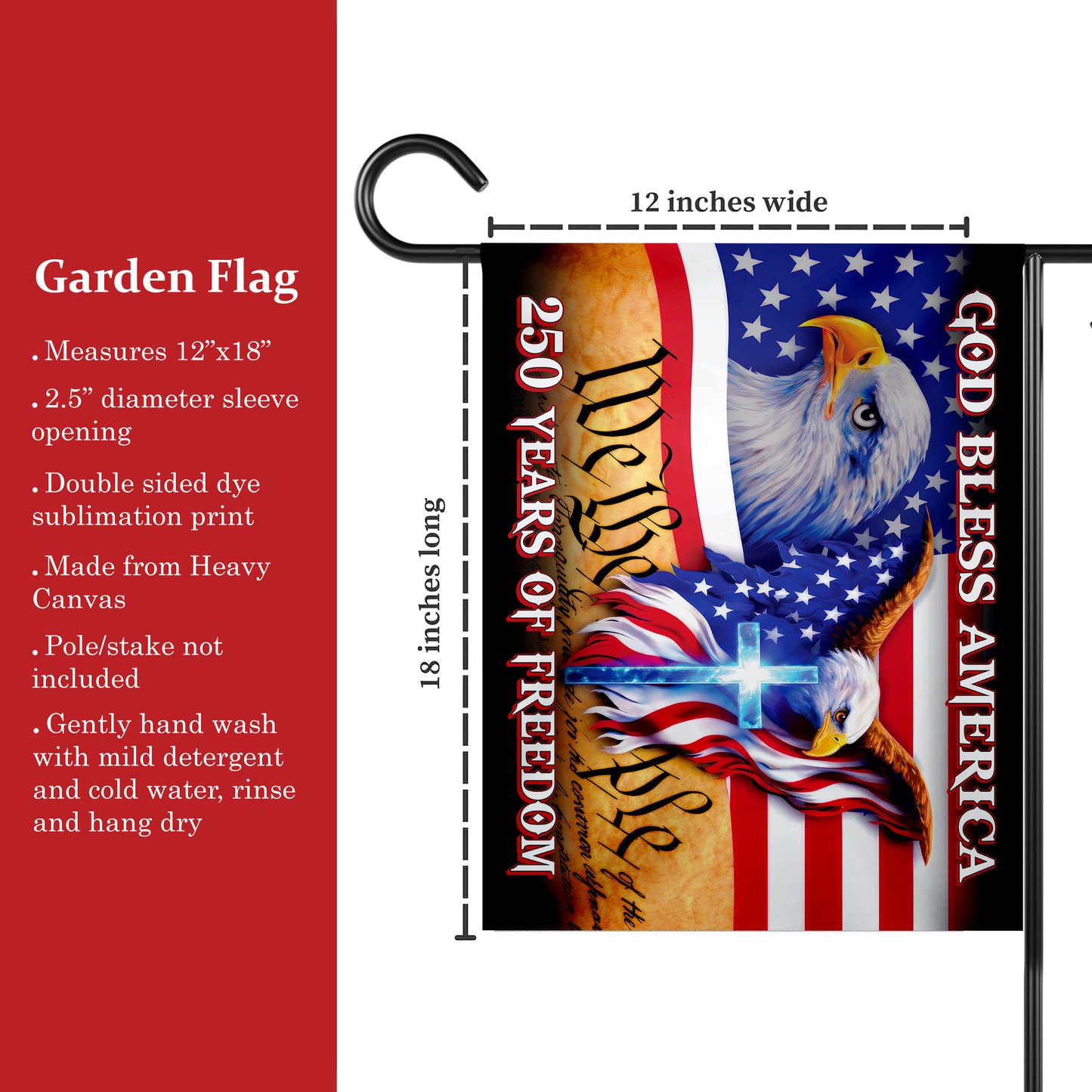 250 Years of Freedom Flag, We the People, God Bless America