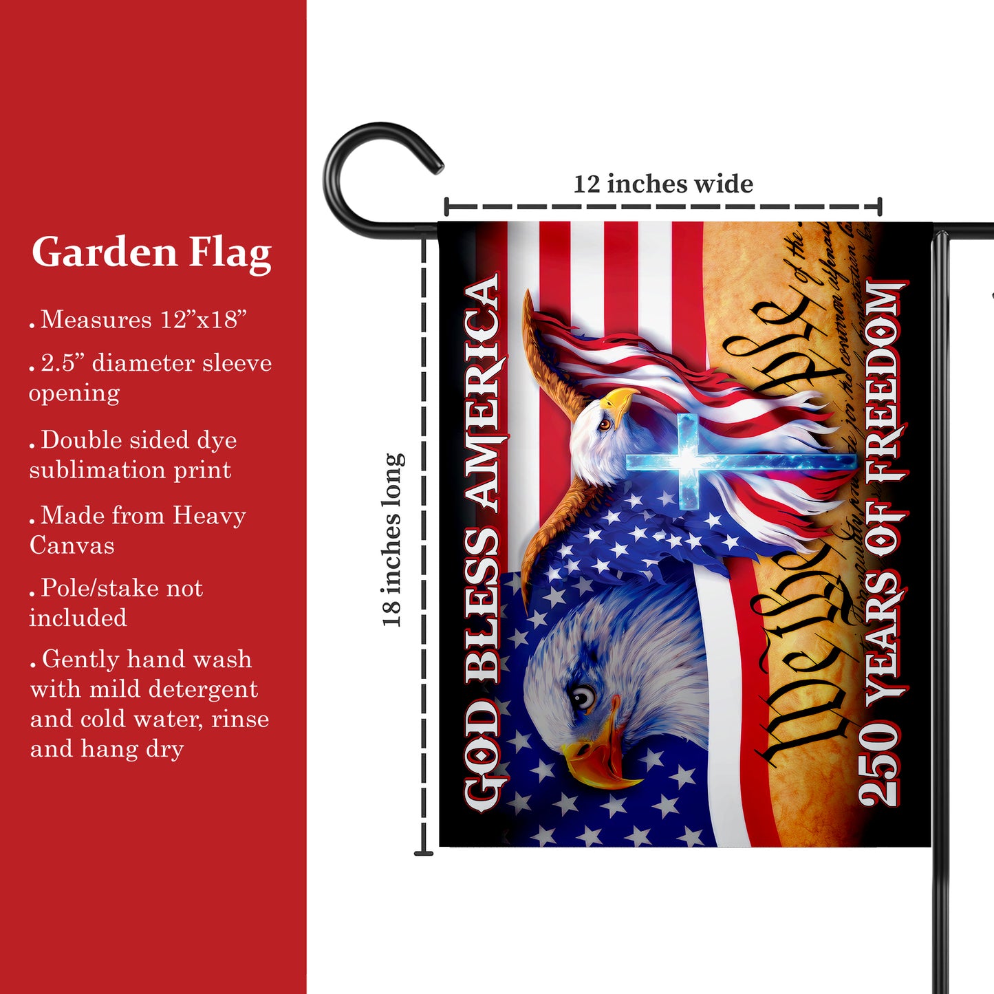 250 Years of Freedom Flag, We the People, God Bless America