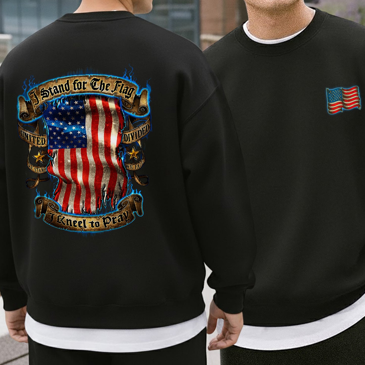 [Two Side] Stand for the Flag, I Kneel to Pray - US Veteran Patriot Shirt